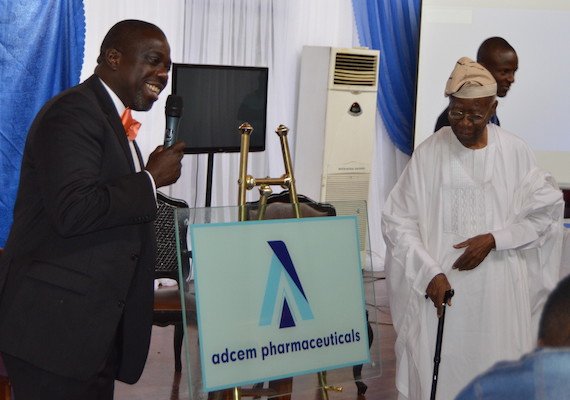 ADCEM Managing Director Mr. Adeyemi Adewole and Chief Oludolapo. I. Akinkugbe (CON), Past President of Pharmaceutical Society of Nigeria unveiling the new ADCEM logo